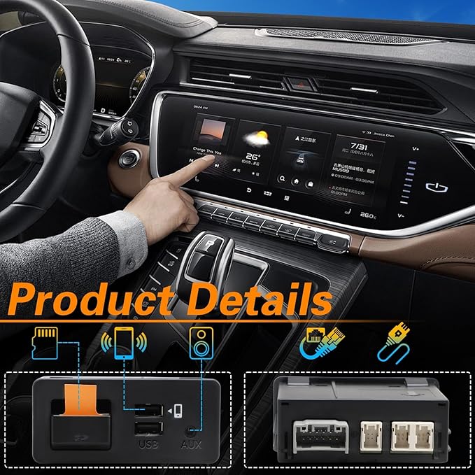 FUSCH Wired Carplay and Android Auto Retrofit Kit Media Hub Fits to MZD Connect System Compatible with Mazda 2/3/6/CX3/CX5/CX9/MX5 2014-2020 Replace#TK78-66-9U0C 00008FZ34 K1414（NEW P2 Version）