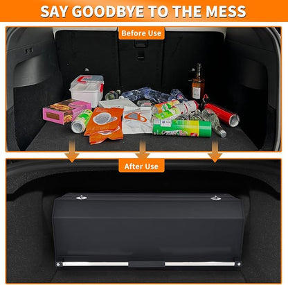 Car Trunk Organizer for 2021-2023 Tesla Model 3, Leather Sturdy Car Storage Organizer Trunk Organizer for Suv with Lid and Push-pull Handle (Black, 30.7 * 11.4 * 12.2in)