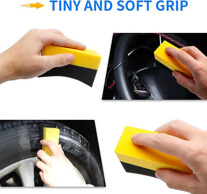 6 Pcs Tire Applicator Dressing Shine Sponge, Tire Dressing Applicator Pads, Color Polishing Sponge for Car Glass, Painted Steel & Porcelain