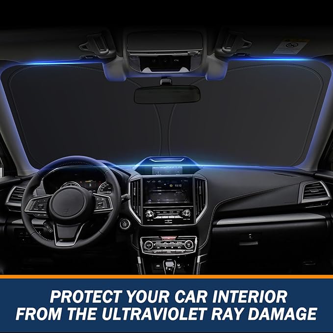 for Subaru Forester Sun Shade 2014-2025 2026, Car Front Window Covers Sun Visor Protector, Foldable Blocks UV Rays Windshield Sunshade for Subaru Forester Accessories