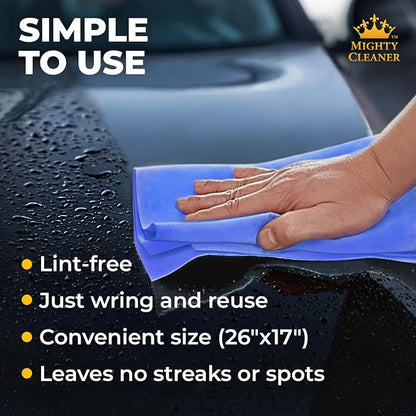 Premium 2pk Mini +1 Free Shammy Cloth for Car Drying - 17”x13” - Super Absorbent Chamois Towel for Car - Scratch-Free, Reusable & Soft Cleaning Towel