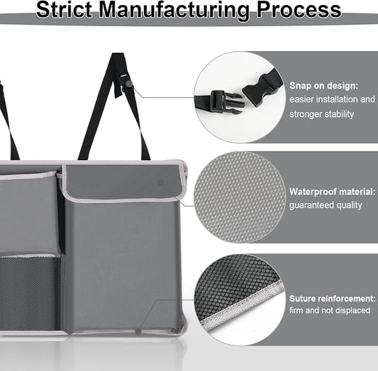 UYYE Trunk Hanging Organizer, Backseat Storage Bag, Collapsible Car Interior Accessories with 4 Pockets & 2 Mesh Pouches for Tools, Provide More Storage Trunk Space for SUV, Jeep, MPVs (Grey)