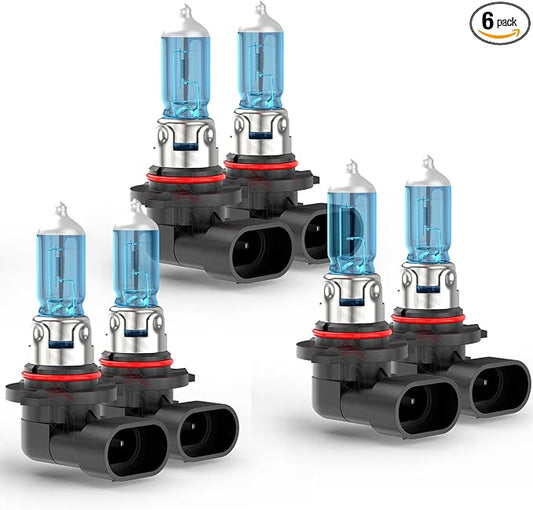Upgraded Halogen Headlight Bulbs For Chevy Silverado 1500 2500 3500 2003 2004 2005 2006, 9005 9006 High Low Beam + 9005/9145/H10 Fog Light, 6000K White, 300% Brightness, Plug n Play, 6-Pack