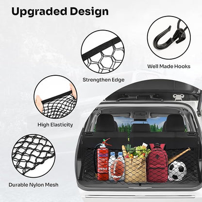 Canvcle Trunk Cargo Net for 2020-2026 Toyota Highlander Accessories Envelope Style Mesh Trunk Net Organizer and Storage Stretchable Adjustable Elastic Nylon Rear Cargo Netting with Hooks