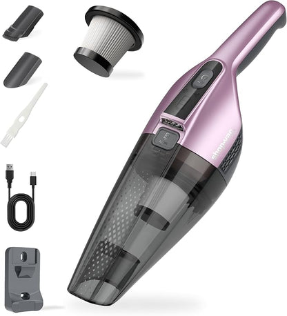 Shop-Vac S1 12V Handheld Vacuum Cordless, Dual-Speed Powerful Portable Car Vacuum Rechargeable, Wall-Mounted Lightweight Hand Vacuum for Home & Car, LED Illumination, HEPA Filter, Purple