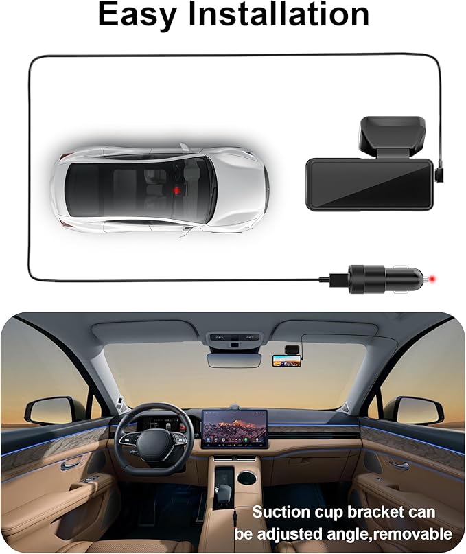 4K Dash Cam Front, Built-in 5.8G WiFi, Free 64GB Card & 48W A+C Car Charger Included, Dash Camera for Cars, Mini Dashcam with Super Night Vision, Loop Recording, G-Sensor, 24 Hours Parking Monitor