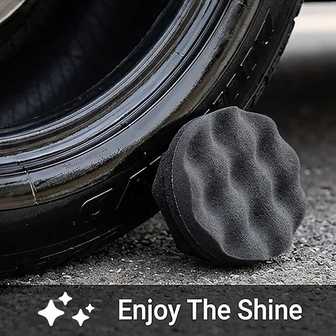 2 Pack Large Tire Shine Sponge, Foam Sponge Applicator, Tire Scrubber Brush, Car Cleaning Supplies, Wheel Detailing Tool for Auto Waxing Polishing,Automotive Wax Sponge Applicator