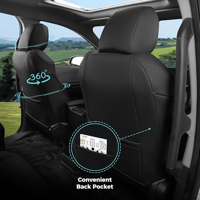 Customized for Toyota Sienna Seat Covers 2021-2026 Sienna 8 Seats 3 Row, Leather Car Seat Covers Waterproof Seat Covers Full Set for Cars, Car Seat Protectors, Airbag Compatible(Black)