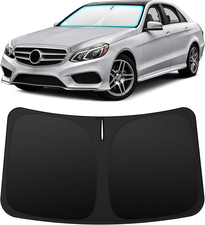 INSAUTO Custom Fit Windshield Sun Shade Accessories for Mercedes-Benz E-Class 2010-2016, Foldable Front Window Sunshade, UV & Heat Reflector, Keeps Interior Cool, Includes Storage Bag