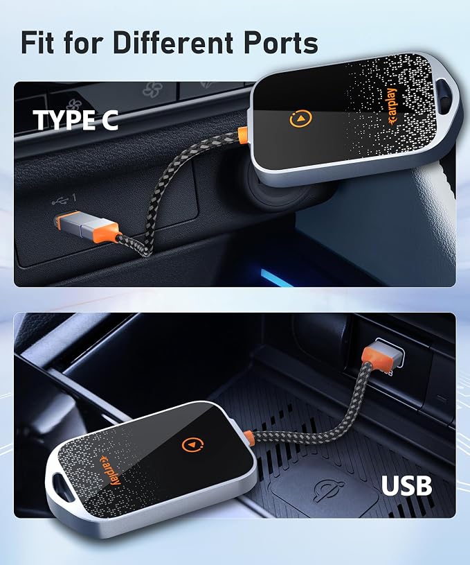Wireless Carplay Adapter - Converts Factory Wired Carplay to Wireless, Plug and Play Car Play Wireless Adapter for Apple, Wireless Carplay Fit for Cars from 2015+ and for iPhone iOS 10+