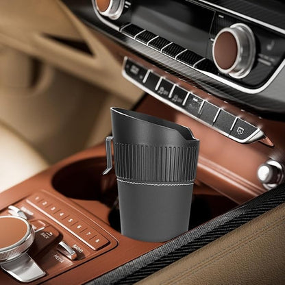 Car Trash Can, Mini Leakproof Vehicle Cup Holder Garbage Container Bin, Portable Automotive Interior Door Trash Storage Organizer Accessories, Universal for Sedan Truck SUV (Black)