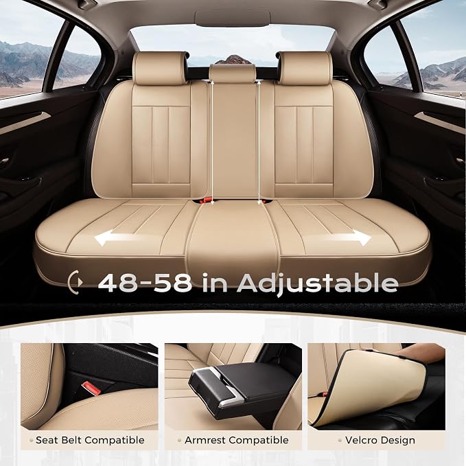 Coverado Car Seat Cover, Cover for Cars Full Seat, Premium Leather, Universal Fit Waterproof Seat Protectors, Car Seat Cushion Non-Slip for Most Cars