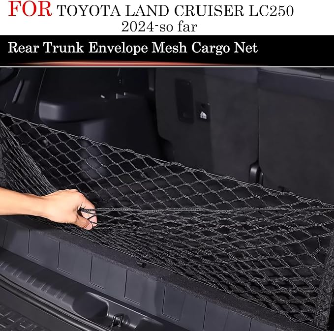 2 Pcs Trunk Organizer Cargo Net for 2024 2025 2026 Toyota Land Cruiser 250 1958 Prado Lc250 J250,Envelope Style&Rear Trunk Floor Style Cargo Net Car Trunk