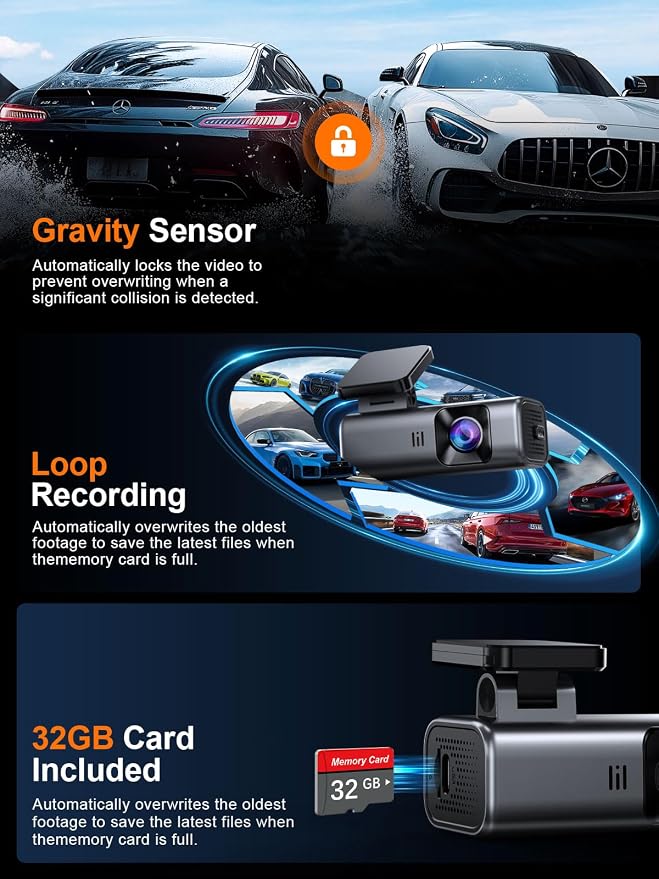 galphi 4K Dash Cam Front, Built-in 5G WiFi, 32GB Card Included, Dash Camera for Cars, Mini Dashcam with Super Night Vision, Loop Recording, G-Sensor, 24 Hours Parking Monitor, Support 256GB Max