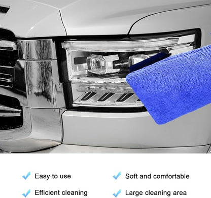 2 PCS Clay Mitt, Fine Grade Microfiber Claying Bar Glove Car Detailing Towels, Scratch-Free Cleaning & Polishing Clay Eraser Mitts for Vehicle Surface, Car Accessories (Blue)