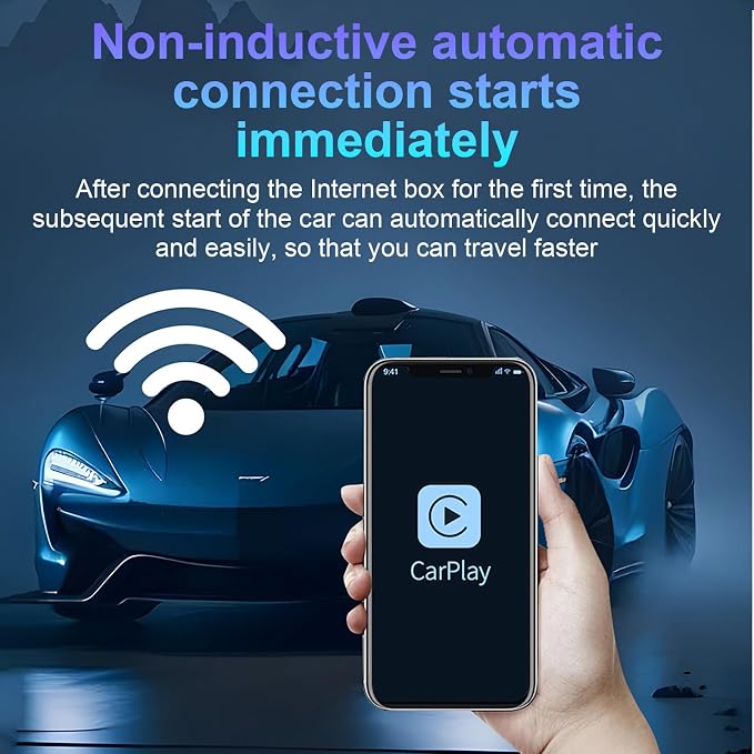 Wireless CarPlay Adapter for iPhone, HD Navigation Vehicle-Level Chip Stable Connect, Bluetooth CarPlay Plug & Play Convert Wired to Wireless CarPlay Adapter iOS 10+ & Cars from 2015+
