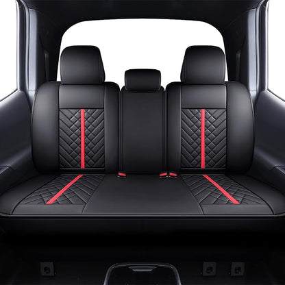 Tomatoman Tacoma Rear Seat Covers Compatible with Toyota Tacoma 2005-2025 2026 TRD Sport OffRoad Limited SR5 V6 Crew Double Extended Cab Truck Waterproof Leather Back Car Cushions(Rear Seat/Black-Red)