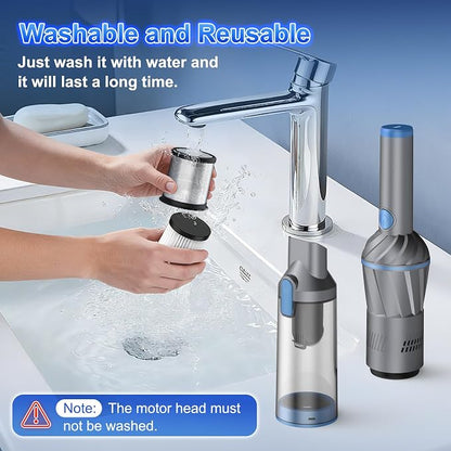 Stick Handheld Vacuum Cordless, Powerful Suction with Lightweight, Portable Rechargeable with Multi-Nozzles One-Touch Empty Dust Cup, HEPA Filter Vacuum for Home Pet Hair Car Office (VA004)
