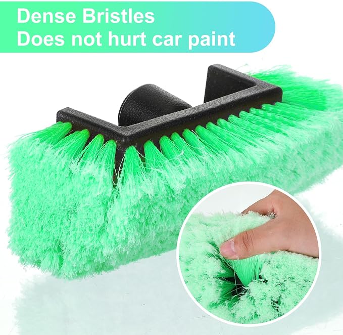 Tanlade 2 Pcs Car Wash Brush Head with Soft Detailing Bristle Flow Through Car Cleaning Brush Exterior Wash Equipment for Auto Truck RV Boat Camper(12 Inch,Green)