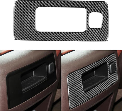 Real Premium Carbon Fiber Fit for Chevy Silverado/GMC Sierra 1500 2014-2018 for 2500/3500HD 2015-2019 Car Rear Center Console Storage Box Trim Decals Sticker Auto Interior Accessories Cover Black