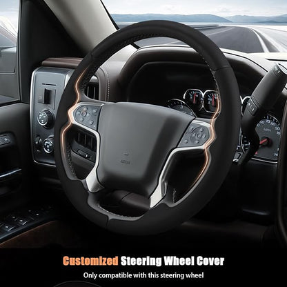 Aimato Customized Steering Wheel Cover for Chevy Silverado 1500 2014-2018/2500 3500 2015-2019/Suburban Tahoe 2015-2020/Traverse 2018-2023,Thin,Anti-Slip,Scratch-Resistant Car Accessory for Chevrolet