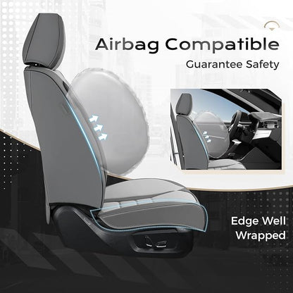 Coverado Car Seat Covers Front, Seat Covers for Cars, Waterproof 2-Pack Car Seat Cushion, Leather Carseat Seat Protectors, Universal Seat Covers Fit for Most Sedans SUV Pick-up Trucks(Gray&Light Gray)
