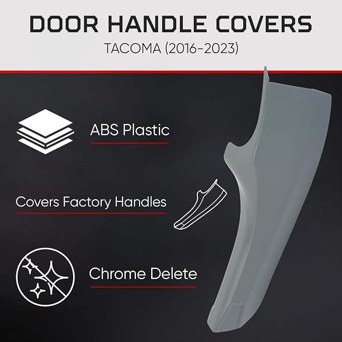 AJT DESIGN Car Door Handle Cover Compatible with Toyota Tacoma (2016-2023) | ABS Plastic Interior Trim, Chrome Delete Tacoma Door Handle Cover | Made in USA, Pack of 4 (Front & Back) - Lunar Rock