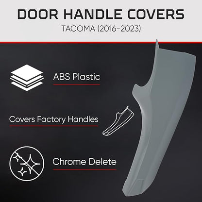 AJT DESIGN Car Door Handle Cover Compatible with Toyota Tacoma (2016-2023) | ABS Plastic Interior Trim, Chrome Delete Tacoma Door Handle Cover | Made in USA, Pack of 4 (Front & Back) - Lunar Rock