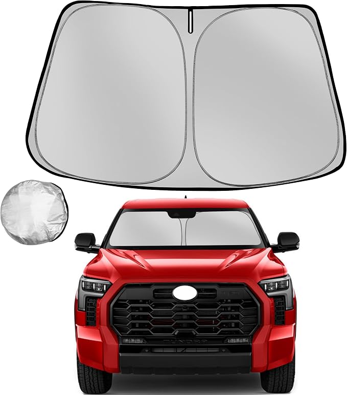 Windshield Sun Shade for 2022-2025 2026 Toyota Tundra Limited SR5 Platinum TRD Pro Foldable Sun Sunshade for Car Front Window Blocks Heat Automotive Interior Protector Custom Fit Accessories