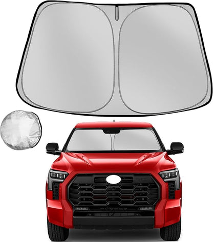 Windshield Sun Shade for 2022-2025 2026 Toyota Tundra Limited SR5 Platinum TRD Pro Foldable Sun Sunshade for Car Front Window Blocks Heat Automotive Interior Protector Custom Fit Accessories