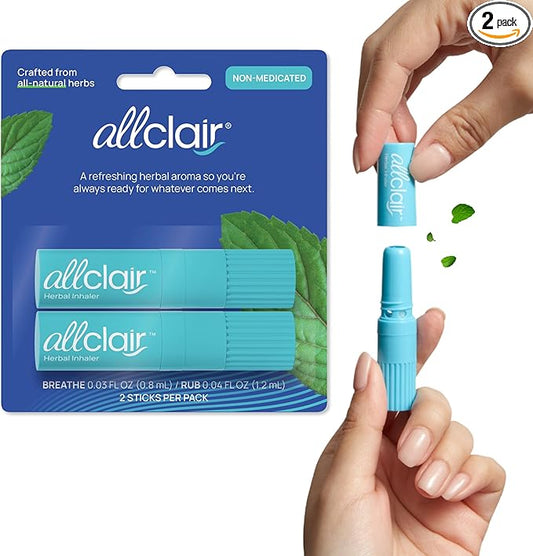 Allclair Nausea Relief Inhaler for Motion & Morning Sickness – Fast-Acting, Non-Drowsy, Natural Alternative to Pills & Patches, Travel Essential (2 Inhalers)