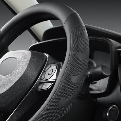GIANT PANDA Car Steering Wheel Cover for Toyota RAV4,Camry,Highlander,Corolla,Prius,Tacoma,Standard Size - Black