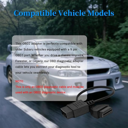 OBD1 to OBD2 Adapter for Subaru 9 Pin to 16 Pin Diagnostic Cable,Fit for Subaru Old Vehicles with 9pin Connector,for Subaru 9pin Adapter Cable Compatible with OBDII Diagnostic Scanner/Code Reader