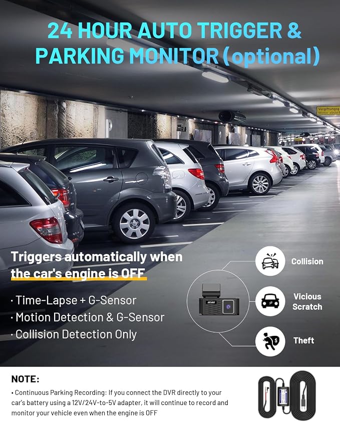 BCUOZ 4K Dual Dash Cam Front and Rear, GS200 170° Wide Angle Night Vision with 3.39” IPS Touchscreen, WiFi App Control, Night Vision, G-Sensor Loop Recording, 64GB Card Included Parking Monitoring