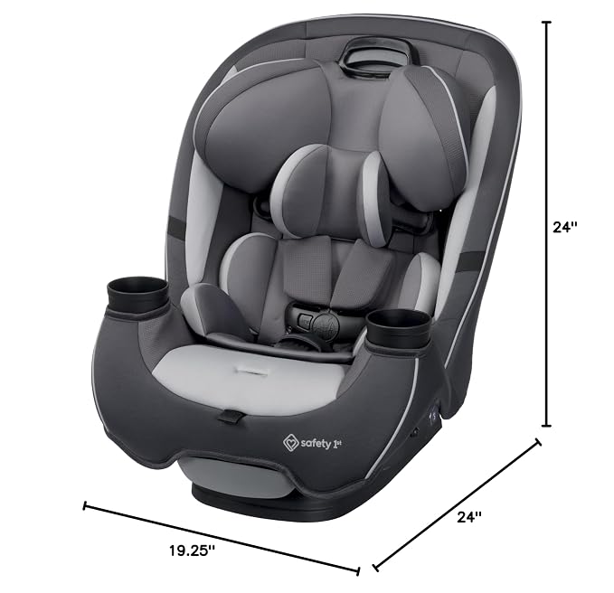 Safety 1st Grow and Go All-in-One Convertible Car Seat, Rear Facing, 5-40 lbs, Forward Facing (30–65 lbs), High Back Booster Seat 40-100 pounds, Iron Frost