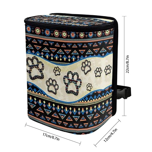 BIGCARJOB Southwest Paw Car Trash Bags Hanging Automotive Car Garbage Bin with Adjustable Straps Reusable Auto Trash Bin Garbage Bags for Front Seat Multipurpose