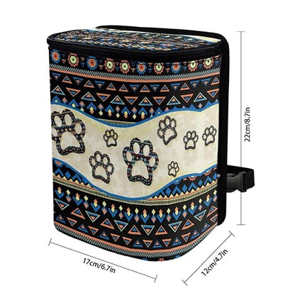 BIGCARJOB Southwest Paw Car Trash Bags Hanging Automotive Car Garbage Bin with Adjustable Straps Reusable Auto Trash Bin Garbage Bags for Front Seat Multipurpose