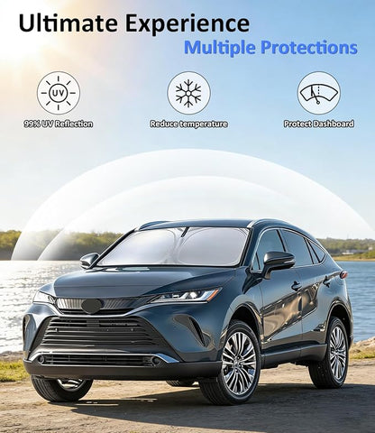 Windshield Sun Shade for Toyota Venza 2021-2025, Car Front Window Sunshade with 240T Sun Visor Protector Blocks UV Rays Heat Sun Shield Accessories