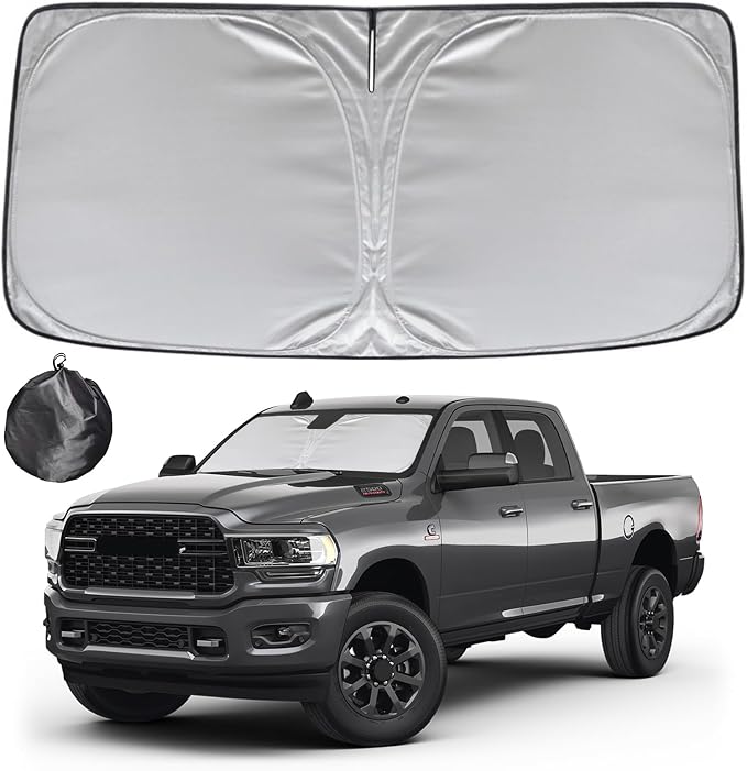 KAYZT Windshield Sun Shade for 2010-2025 2026 Dodge RAM 2500 3500 Foldable Sunshade Front Window Custom Fit Car Accessories