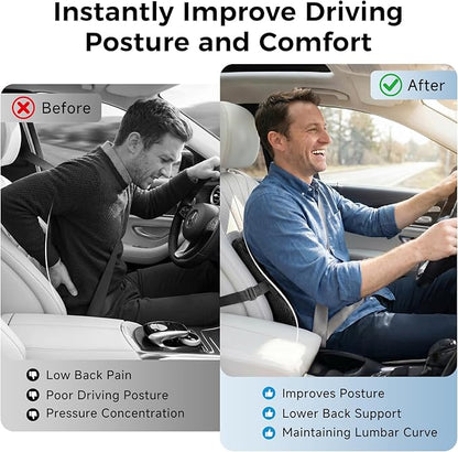 Lumbar Support Pillow for Car & Office Chair - High-Density Memory Foam Back Cushion for Sciatica & Lower Back Pain Relief - Non-Slip Support for Long Commutes & Desk Workers (4D Mesh Black)