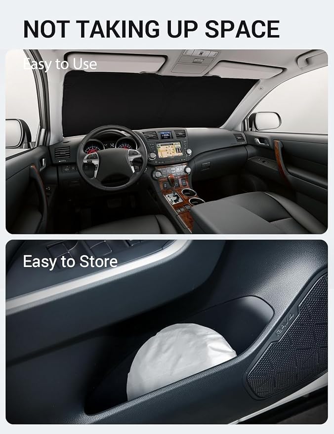 Proadsy 2025 Upgrade Windshield Sun Shade for Toyota Highlander 2008-2013 Foldable Front Sunshade Protector Sun Visor Blocks UV Rays Keep Car Cooler