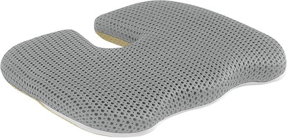 Gooo&Ma Car Seat Cushion & Office Chair Pad - Air Fiber Breathable U-Shape Cooling Cushion for Tailbone Comfort, Driving, Desk & Gaming, Ergonomic Washable Seat Pad with Non-Slip Base(Grey)