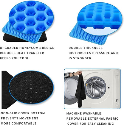 Gel Seat Cushion, Cooling Honeycomb Cushion for Long Sitting, Tailbone & Coccyx Pain Relief, Ergonomic Office Chair Pad, Breathable for Car Seat & Wheelchair(Blue)