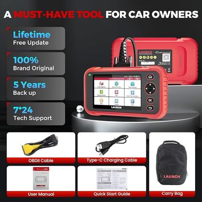 LAUNCH OBD2 Scanner CRP123I V3.0 Elite, 2026 Lifetime Free WiFi Update Scan Tool, FCA SGW, CANFD&DoIP, SAS/Throttle/Brake/BMS/DPF/Oil/ABS Service Multi Systems Car Scanner, Battery Test, Auto VIN