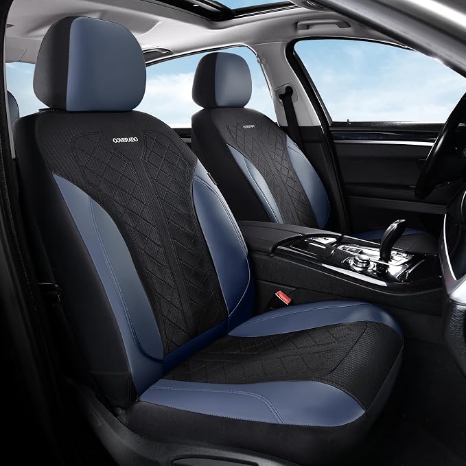 Coverado Car Seat Covers Full Set, Leather Seat Covers, Waterproof Automotive Protectors 5-Seat, Luxury Universal Fit Seat Covers for SUV, Truck, Sedan and Most Vehicles All-Weather