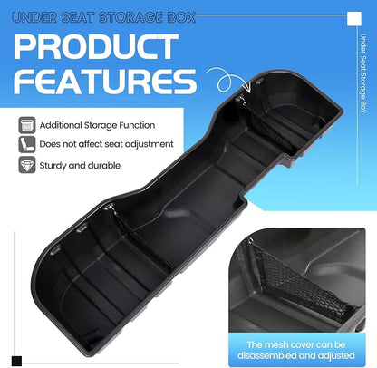 ECOTRIC Under Seat Storage Box Compatible with Crew Cab 2007-2018 Silverado 2007-2019 GMC Sierra 1500 2500HD 3500HD Under Seat Storage Container Replacement for #23183674
