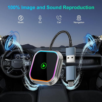 Wireless CarPlay Adapter 2-in-1 for iPhone & Android Auto, Converts Wired to Wireless CarPlay, Compatible with 800+ Car Models (2016+), iPhone iOS 10+ & Android Devices