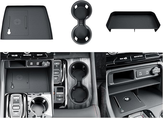 BIBIBO for 2026 Honda Passport Center Console Organizer 2026 Honda Passport Center Console Organizer Tray+Cup Holder +Wireless Charging Mat 2026 Passport Insert Cup Holder Organizer-3Packs