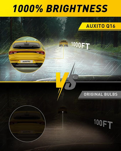 AUXITO 9005/HB3 LED Bulb, 1000% Brighter, 3 Min Quick Install, 20 Years Lifespan, No Flicker, 99% Compatibility