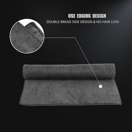 SPTA Car Microfiber Towels, Sport & Workout Towel - Gym, Exercise, Fitness, Spa, Ultra Soft, Super Absorbent, Fast Drying Premium Microfiber, 320gsm, 16in x 27in, Midnight (3-Pack)-MT036